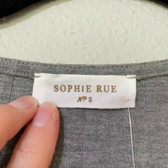 Sophie Rue Gray Long Sleeve Ribbed Sweater S - Picture 7 of 7
